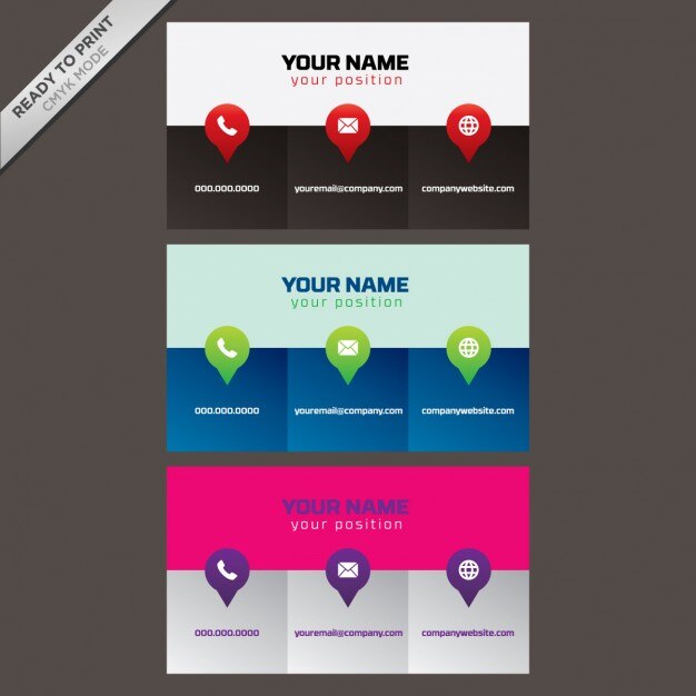 Бесплатное векторное изображение Дизайн цветные визитные карточки