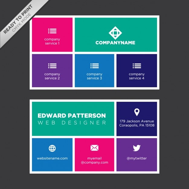 Free Vector coloured business card