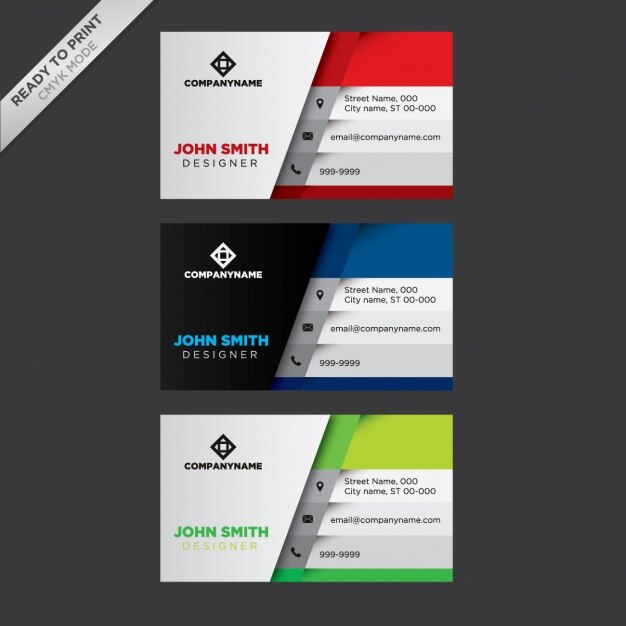 Free vector coloured business cards collection