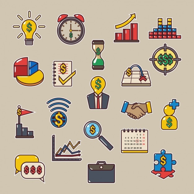 Free vector coloured business icons collection