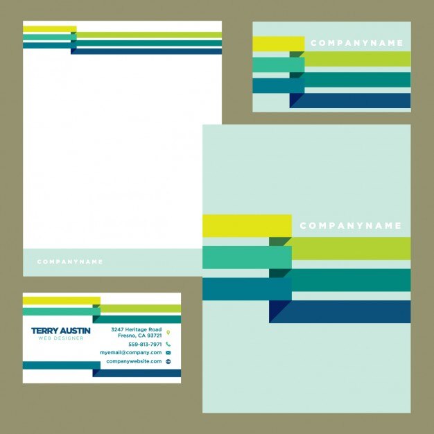 Free Vector coloured business stationery