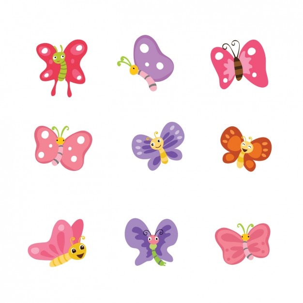 Free Vector coloured butterflies collection