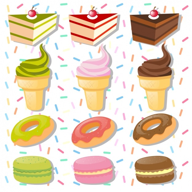Бесплатное векторное изображение Коллекция цветное торты