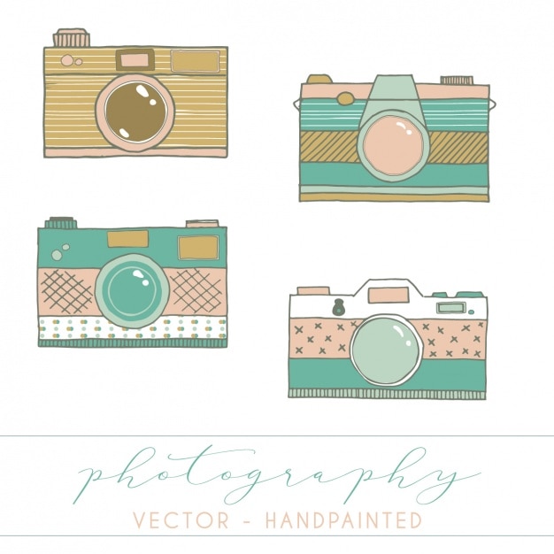 Free vector coloured cameras collection