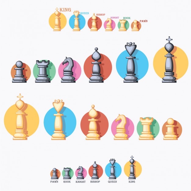 Free vector coloured chess pieces collection