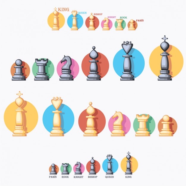 Coloured chess pieces collection