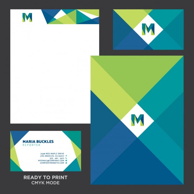 Free Vector coloured corporative stationery