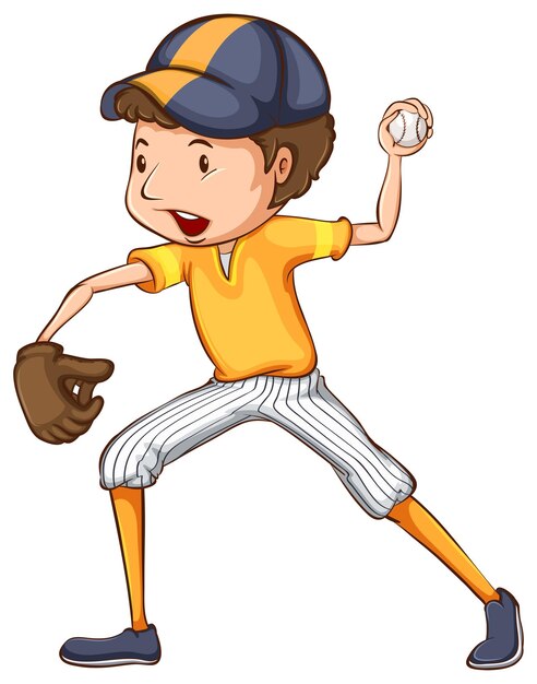 A coloured drawing of a baseball player