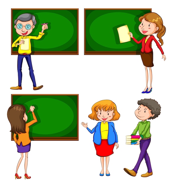 Free Vector a coloured drawing of teachers