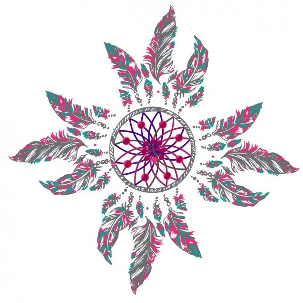 Coloured dreamcatcher design