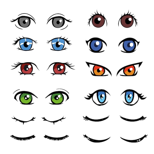 Free vector coloured eyes collection