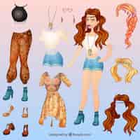 Free vector coloured fashion boho style complements