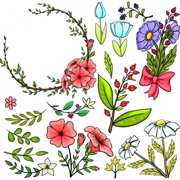 Coloured floral elements