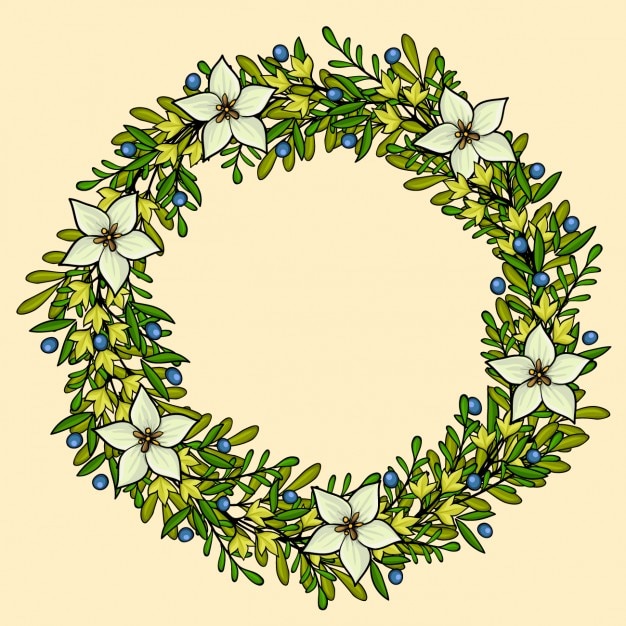 Free vector coloured floral wreath frame