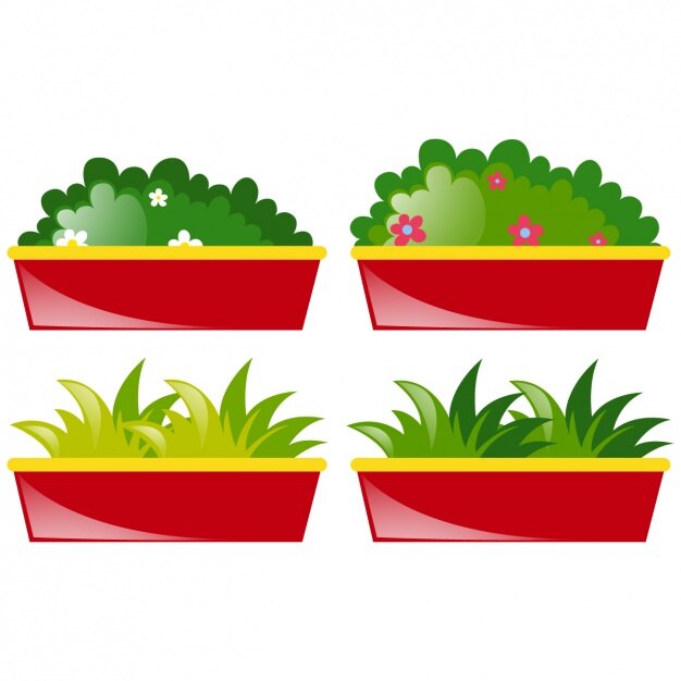 Free vector coloured flowerpots collection