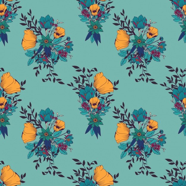 Coloured flowers pattern design