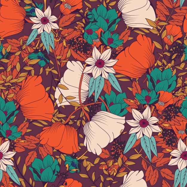 Free vector coloured flowers pattern design