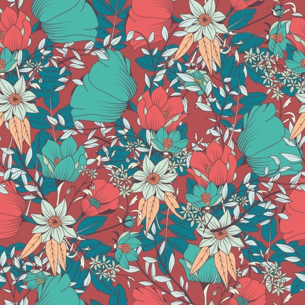 무료 벡터 착 색된 한 꽃 패턴 디자인