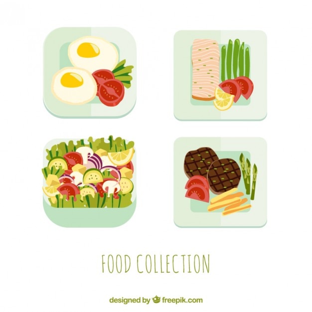 Free vector coloured food plates design