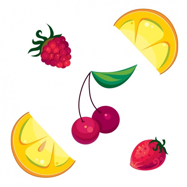 Coloured fruit pieces set