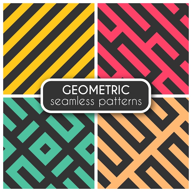 Free vector coloured geometric seamless patterns