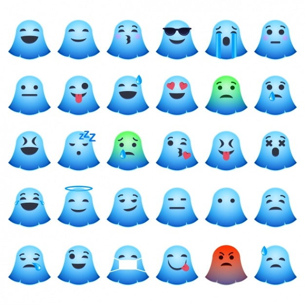 Free Vector coloured ghosts collection