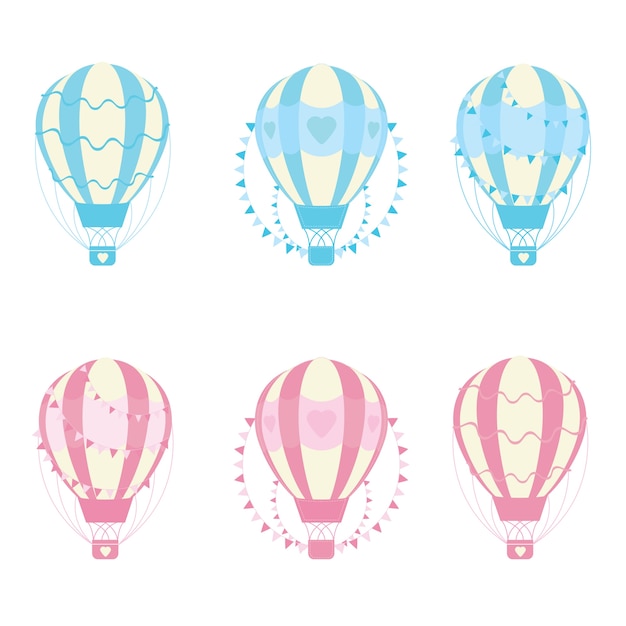 Coloured hot air balloons collection