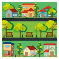 Free vector coloured houses background