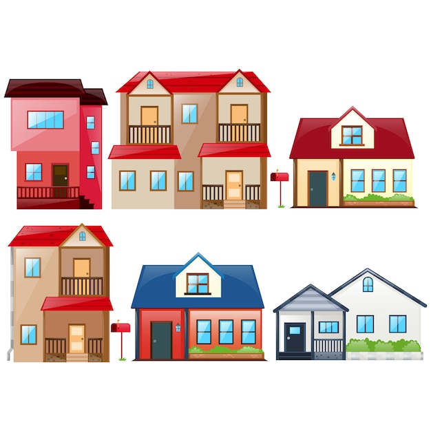 Бесплатное векторное изображение Коллекция цветное домов