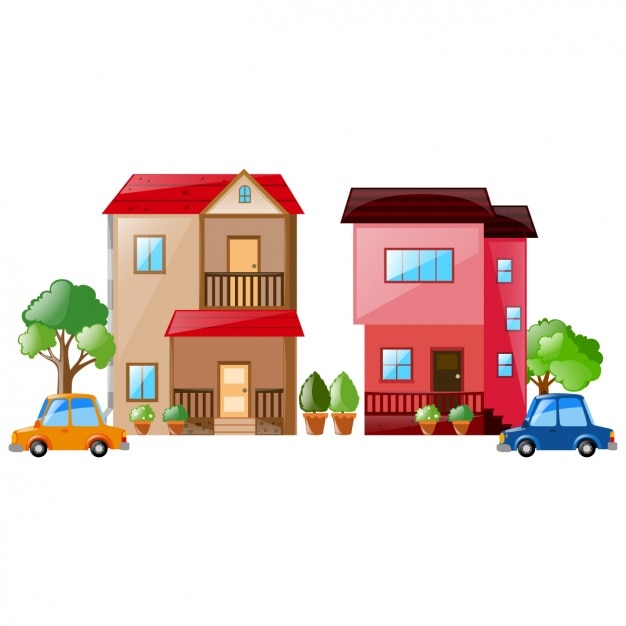 Free vector coloured houses design