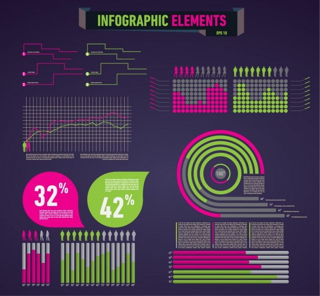 Coloured infographic elements