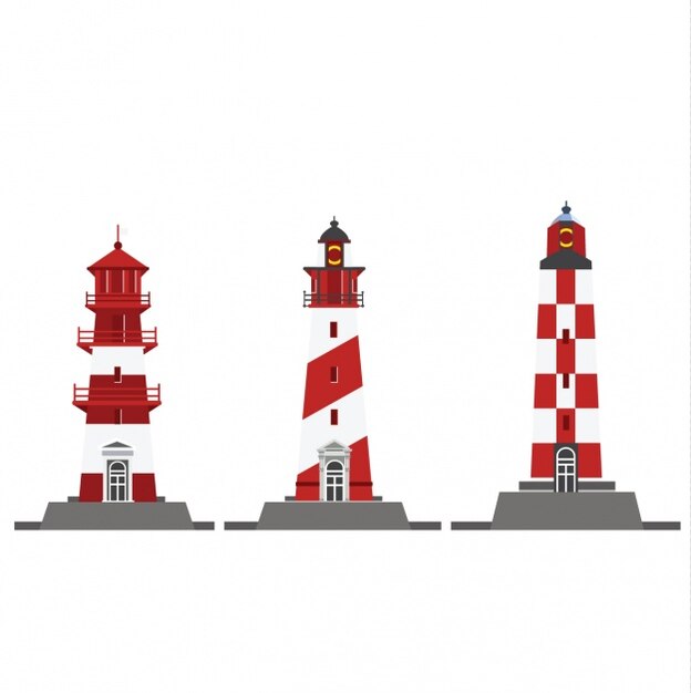 Coloured lighthouse collection