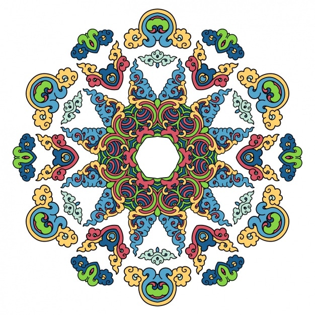 Бесплатное векторное изображение Цветное дизайн мандалы