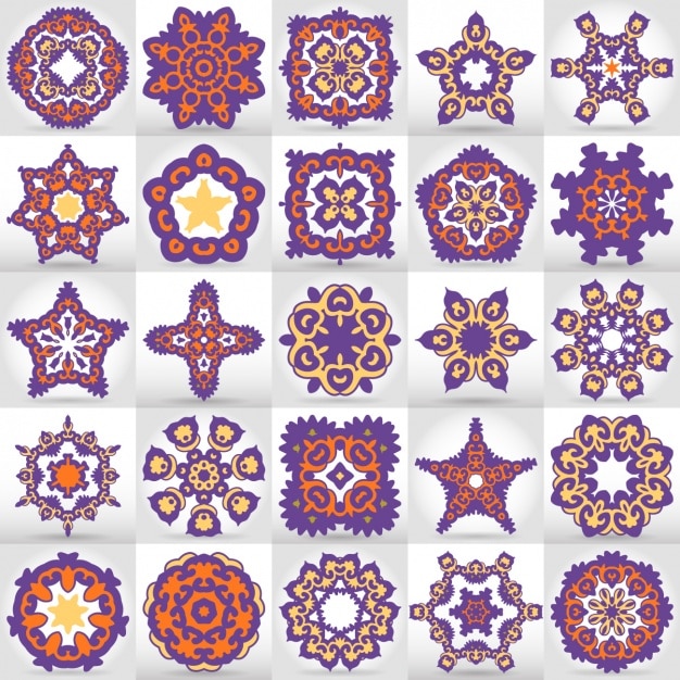 Vettore gratuito mandala collezione colorata