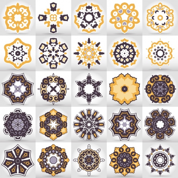 Vettore gratuito mandala collezione colorata