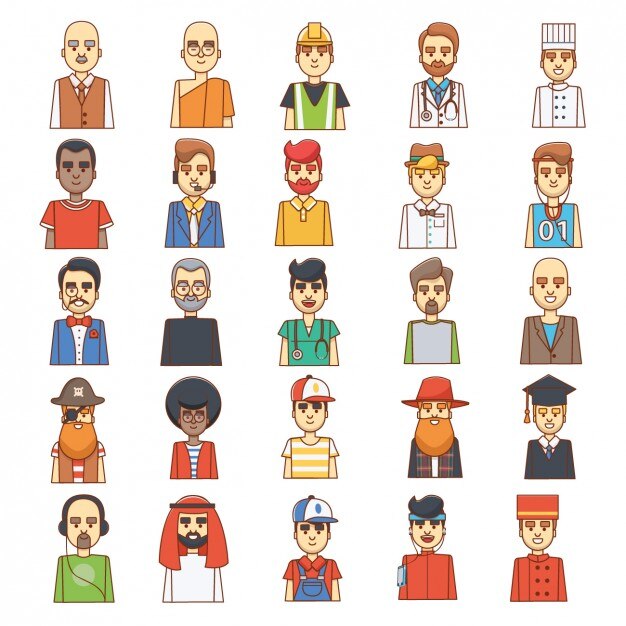 Free vector coloured men avatars design