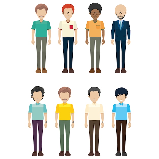 Free vector coloured men collection