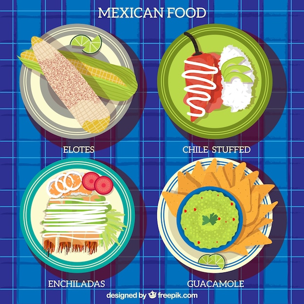 Free vector coloured mexican food plates