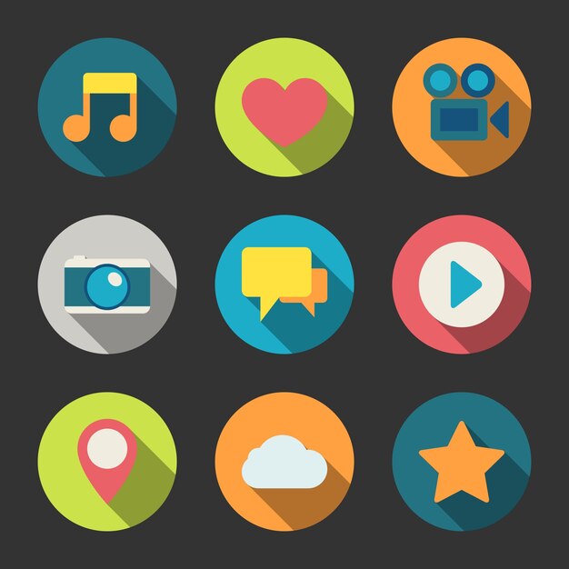 Coloured multimedia icons