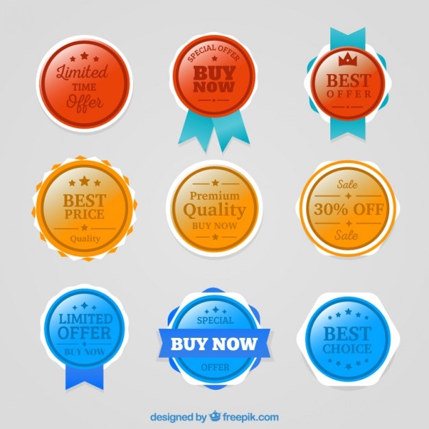 Free vector coloured offers badges