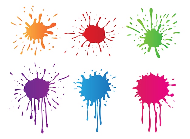 Free vector coloured paint stains collection