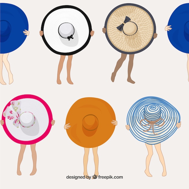 Бесплатное векторное изображение Цветная коллекция шляпа pamela