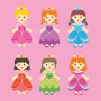 Free vector coloured princess collection