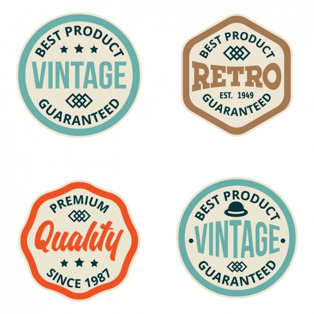 Free vector coloured retro labels