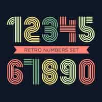 Free vector coloured retro numbers set