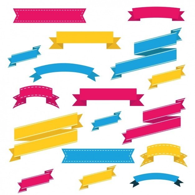 Free vector coloured ribbons collection