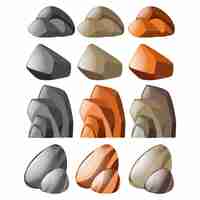 Free vector coloured rocks collection