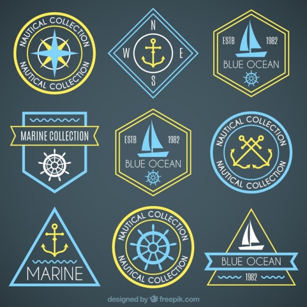 Free vector coloured sailing badges