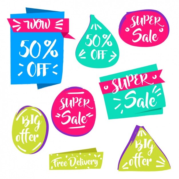 Free vector coloured sales labels collection