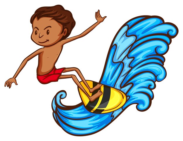 Цветной эскиз мальчика, занимающегося водными видами спорта